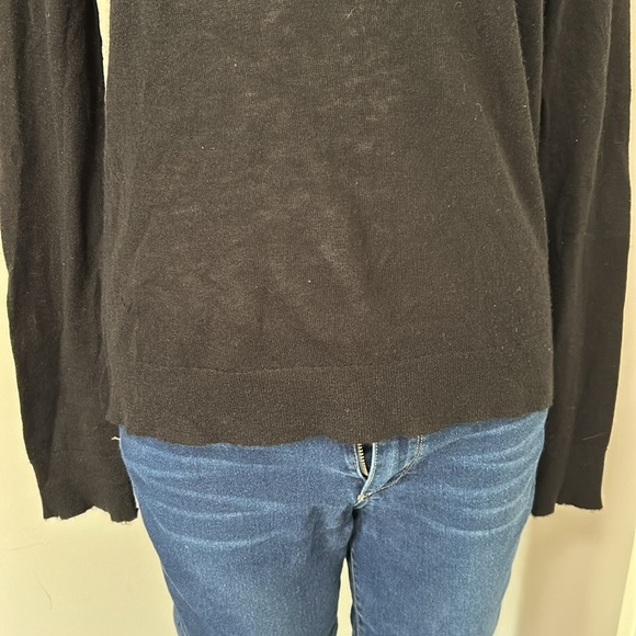 Zadig and Voltaire Cashmere Black Crewneck Sweater ZV Logo Long Sleeve - Picture 3 of 10